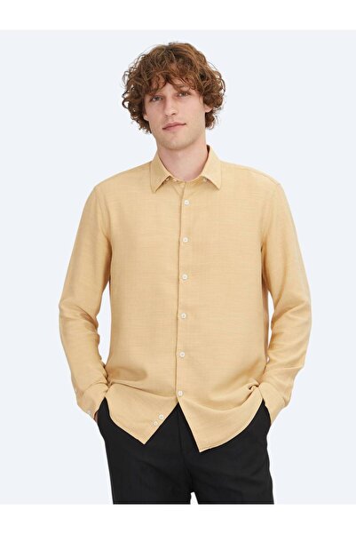 Kip Cămașă casual țesută cu dungi de șofran, cu croială normală