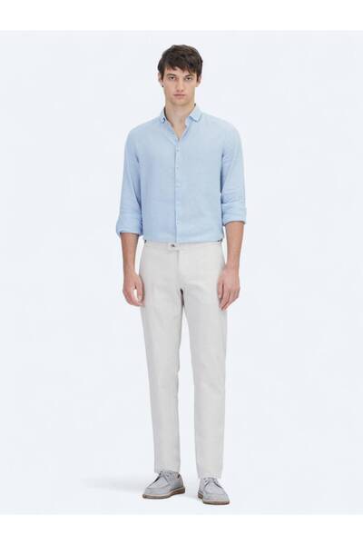 Kip Μπεζ υφαντό παντελόνι Smart Casual Cotton Blend