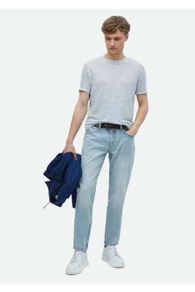 Ramsey مزيج قطن الدنيم - بنطلون أزرق عادي