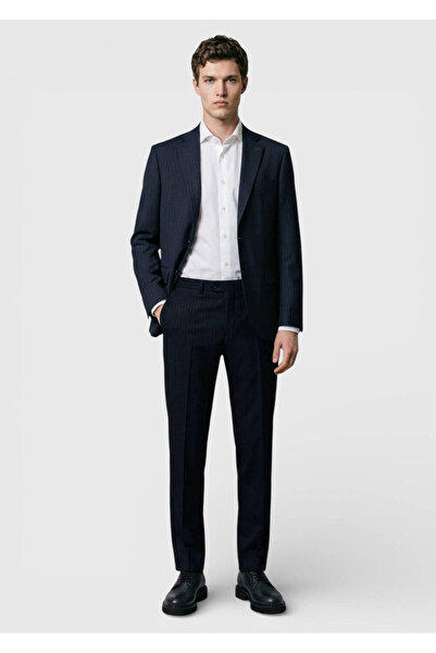 Ramsey بدلة أنثراسايت مخططة حديثة مصنوعة من الصوف بنسبة 100%