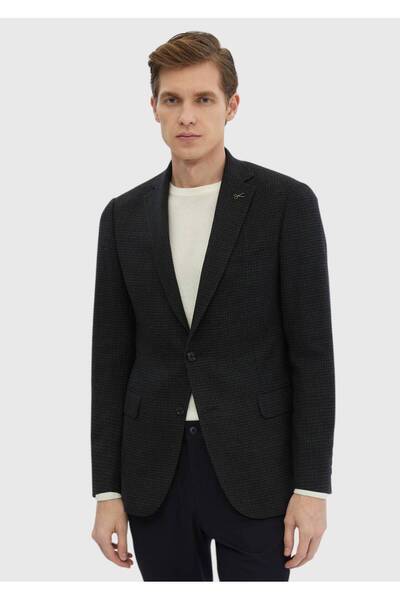 Ramsey Haki Desenli Regular Fit %100 Yün Ceket