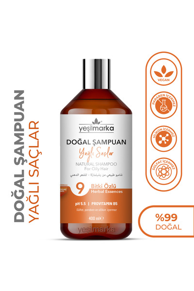 yeşilmarka Doğal Şampuan- Yağlı Saçlar- Sirke Içerikli- Vegan- Organik Içerik...