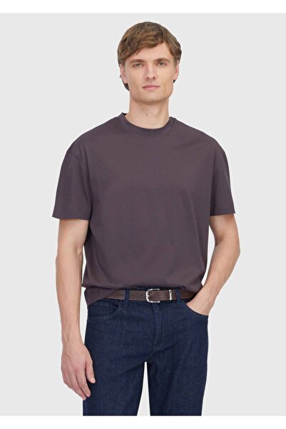 Ramsey Plum Plain Crew Neck 100% Cotton T-Shirt