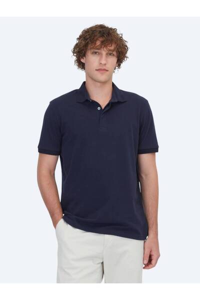 Kip Lacivert Duz Polo Iaka % 100 Pamuk majica