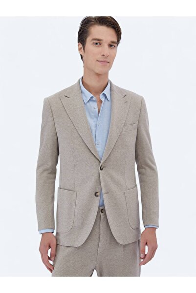 Kip Πλεκτό κοστούμι από βαμβακερό μείγμα με μοντέρνα εφαρμογή σε μπεζ σχέδιο