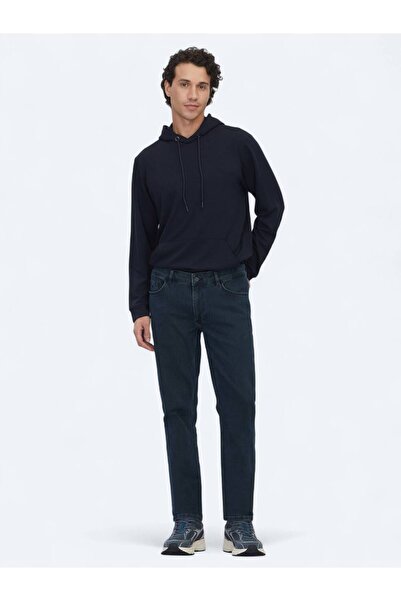 Kip Pantaloni slim din denim din amestec de bumbac bleumarin