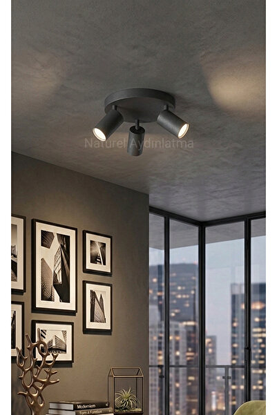 N Naturel Aydınlatma 3LÜ LEDLİ HAREKETLİ SPOT ARMATÜR AVİZE / ANTRASİT RENK