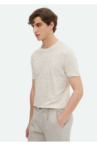 Ramsey Tricou 100% in cu dungi bej