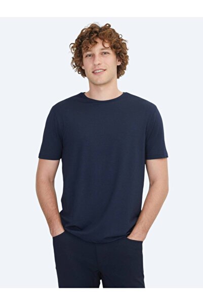 Kip Μπλουζάκι με μπλέ μπλέ μονόχρωμο λαιμόκοψη από βαμβακερό μείγμα