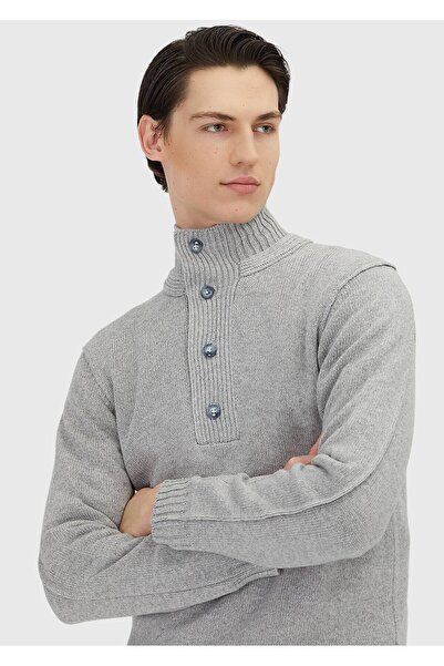 Ramsey Pulover din tricotat amestecat de cașmir, gri deschis, cu jumătate de ...