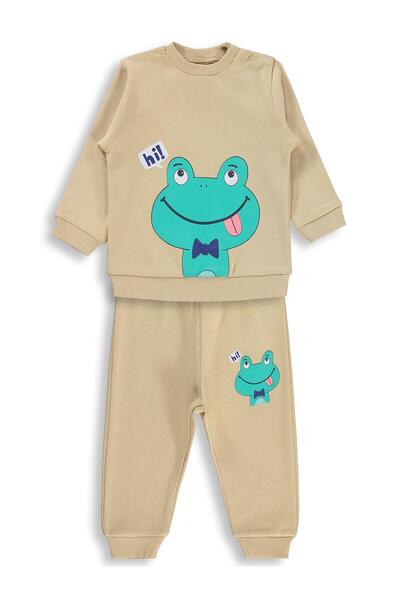 Civil Baby Kurbağa Baskılı 6-18 Ay Takım - Kahverengi 18-24 Ay