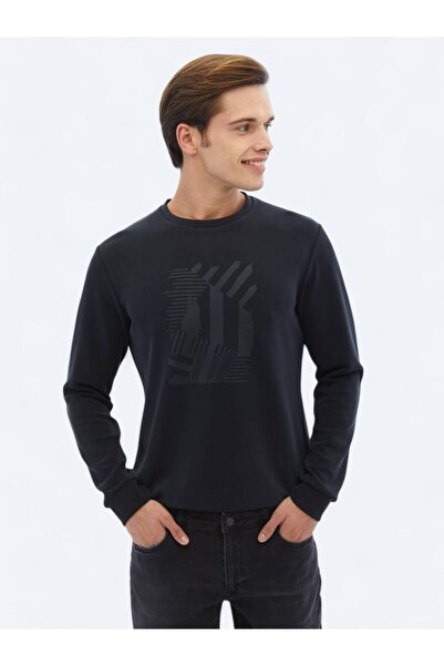 Kip سويت شيرت أسود مطبوع برقبة دائرية