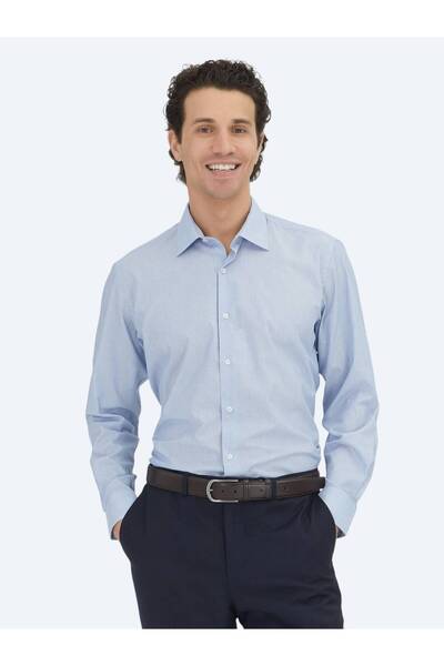 Kip Navy Blue Regular Fit Woven Classic Cotton Blend Shirt