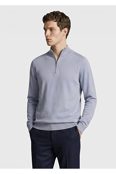 Ramsey Gray Half Turtleneck Plain Knit Sweater