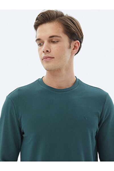 Kip Hanorac verde cu guler rotund