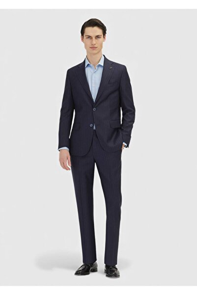 Ramsey Dark Navy Striped Zeroweight Slim Fit 100% Wool Suit