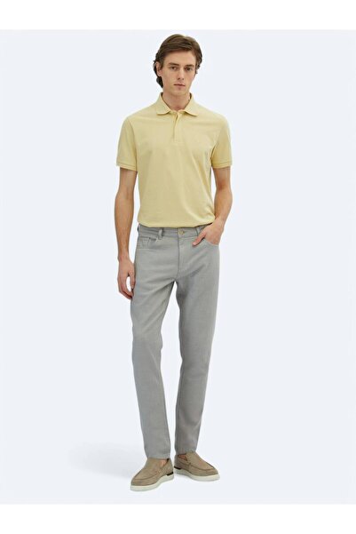 Kip Gri Dokuma Regular Fit Casual Pamuk Karışımlı Pantolon