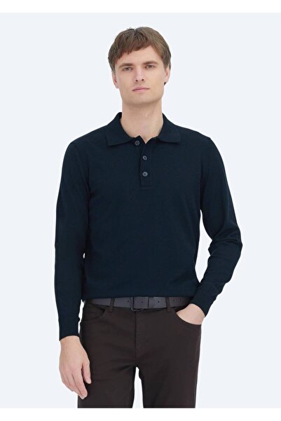 Ramsey Black Polo Neck Plain Knit Sweater