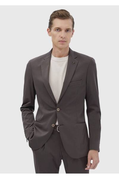 Ramsey Bordo Düz Comfort Fit Örme Takım Elbise