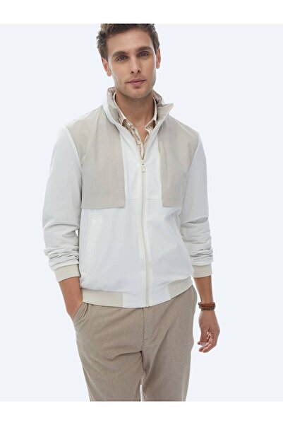 Kip White Regular Fit Hooded Casual Woven Coat