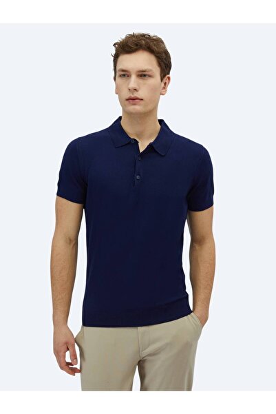 Kip Синій поло з коміром, прямий трикотаж