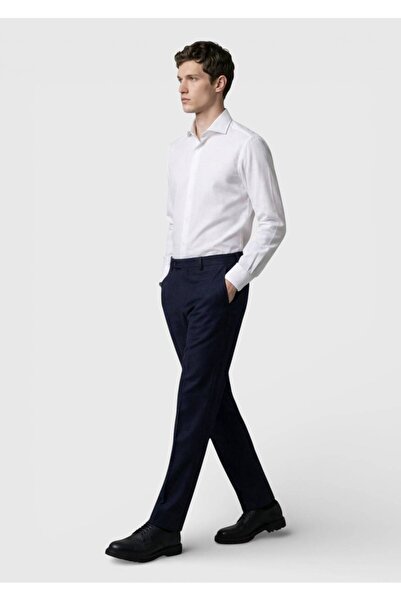 Ramsey Παντελόνι Navy Blue Απλό Κλασικής Εφαρμογής 100% Μάλλινο
