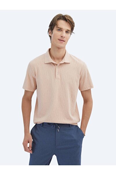 Kip Somon Desenli Polo Yaka Pamuk Karışımlı T-Shirt