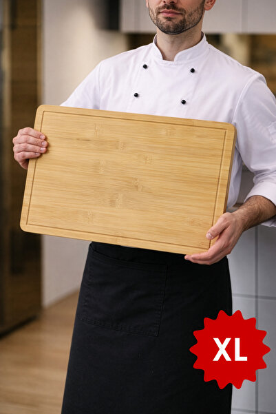 Fhilli Major - Large Surface Natural Bamboo Cutting Board Corrugated Meat and...