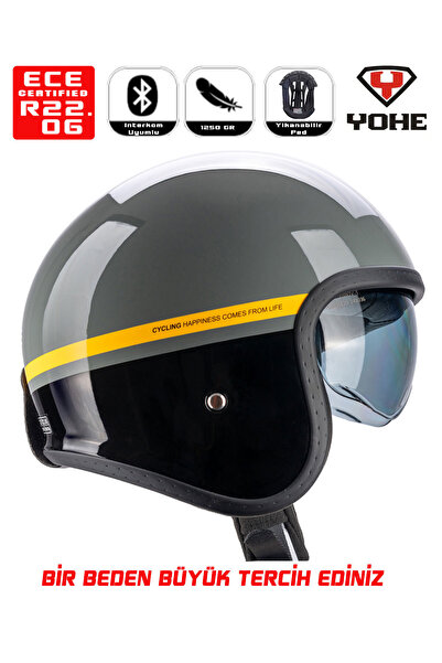 Yohe Retro Motor Kaskı (Ece-22.06)