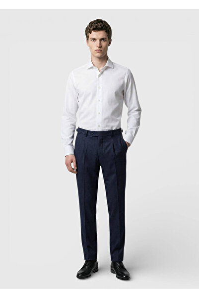 Ramsey Λευκό μονόχρωμο πουκάμισο Casual Fit Woven Casual 100% βαμβάκι