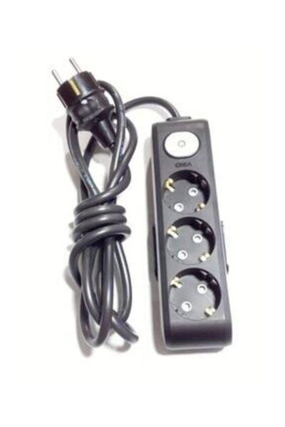 VİKO Ekonomik Siyah 3'lü Anahtarlı Topraklı Çocuk Korumalı Grup Priz 7 Metre ...