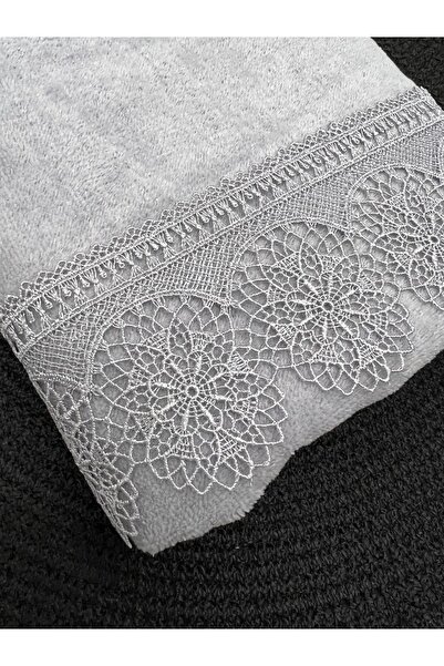 Çeyiz Bahçesi Prosop de mână și față din catifea Zümre Gri 50/90cm