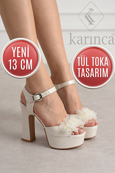 Karınca Bridal Shoes - Tulle Buckle Design Block Heel Wedding Dress Shoes
