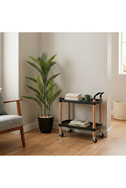 co arma شجره نخيل اريكا 3 فروع حوض بلاستيك - 110 سم - اسود