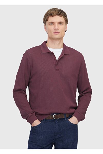Ramsey Φούτερ ζακάρ με γιακά πόλο σε μπορντό χρώμα