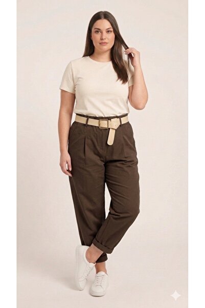 della moor Women's Brown Italian Shalwar Model K Belt I L Stretch Fabric Trou...