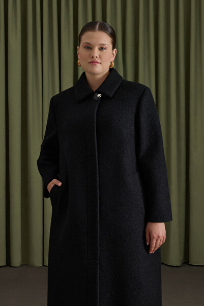 Aker Seyyar Şal Detaylı Yün Kaban