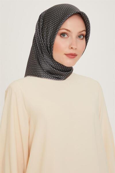Armine İpek Eşarp 2025 Kış - 9210-03 Siyah Twill