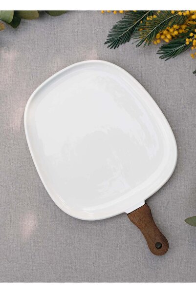 The Mia طبق تقديم خشبي من البورسلين مقاس 38×25 سم