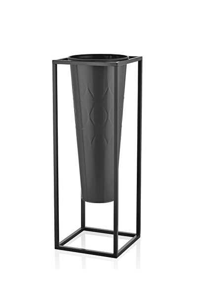 The Mia Prizma Vazo Saksı Siyah 80x30x30 cm