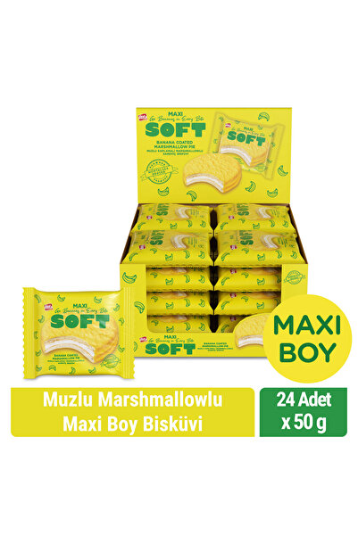 Bifa بسكويت ناعم بنكهة الموز والمارشميلو حجم كبير 50 جرام × 24 قطعة