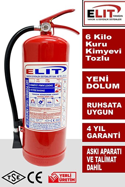 ELİT YANGIN VE GÜVENLİK SİSTEMLERİ 6 Kg Tozlu Yangın Söndürme Tüpü Ruhsata Uy...