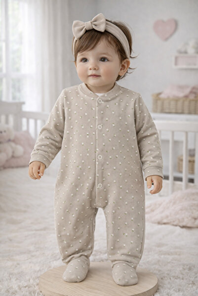 DREAMERS KÜÇÜK ÇİÇEKLİ PATİKLİ PAMUKLU KIZ BEBEK TULUM