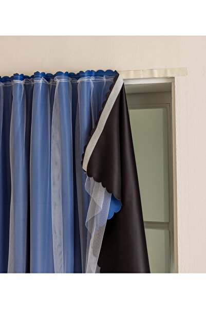 Generic One 100% blackout curtain with sheer fabric, self-adhesive backing, n...