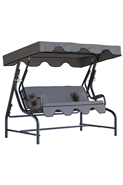 Yekta Home Yekta Bahçe Salıncağı 3 Kişilik Gölgelikli Salıncak 200 Cm Gümbet