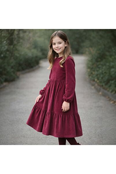Angel&Co. Girls Clothing Βελούδινο Μίντι Φόρεμα για Κορίτσια