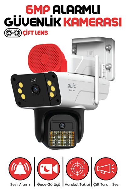 Enshall 6MP Ultra HD Gece Görüşlü Çift Lensli Hareket Takipli Alarmlı Dış Mek...