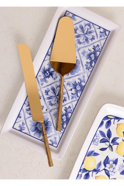 The Mia طقم تقديم الكيك جولدي 2 قطعة