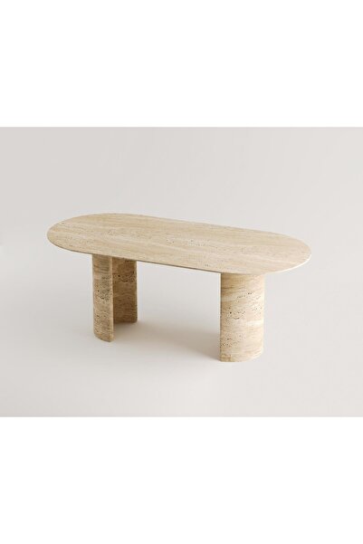 Genel Markalar DOĞAL TRAVERTEN YARIM AY AYAK YEMEK MASASI