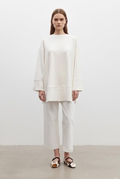 Loreen Women's Crew Neck Off-Shoulder Knitted Tunic -20735Tun - Ecru